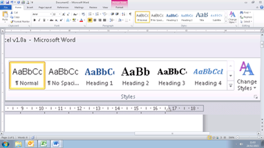 The ribbon in Microsoft Word, showing the 'styles' options.